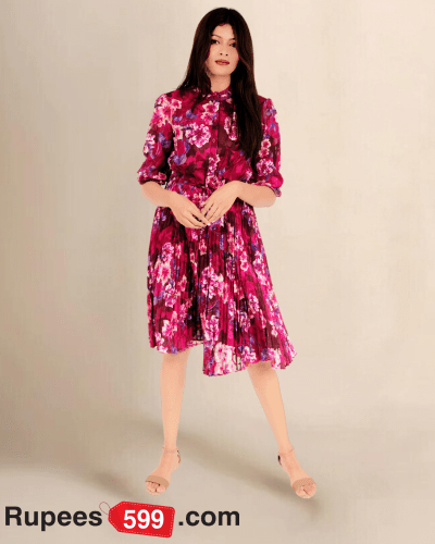Wine Floral Dress